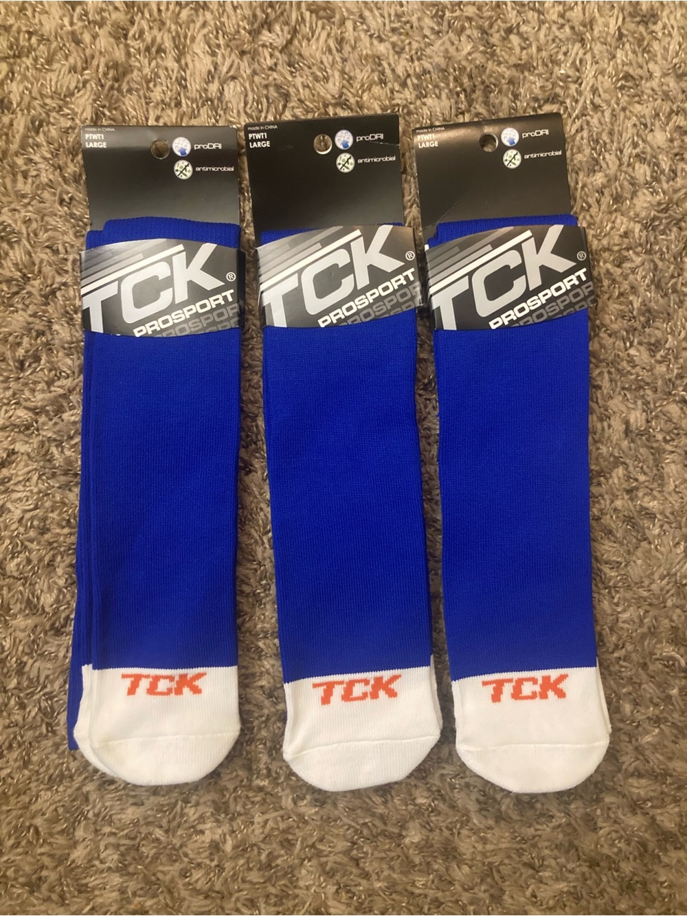 NEW Lot/Bundle 3 Prs TCK Prosport Royal Blue Knee Socks Sz L 9-12 Athletic Sport